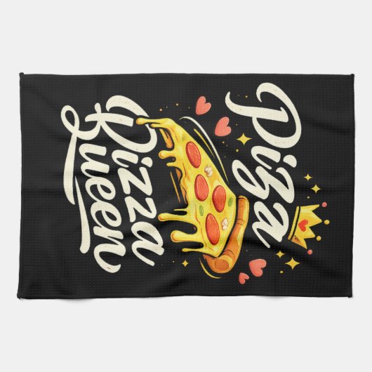 Funny Pizza Queen Cooking for Women Cute Gift キッチンタオル (横)