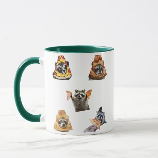 Funny Pizza Raccoon Set For Meme Lovers Mug マグカップ (左)