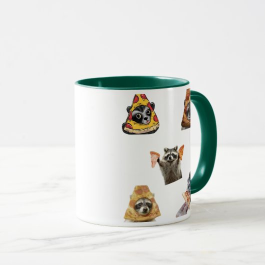Funny Pizza Raccoon Set For Meme Lovers Mug マグカップ (正面右)