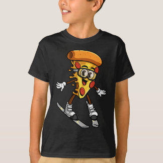 Funny Pizza Ski Cheesy Pie Foodie Skiing Instructo Tシャツ