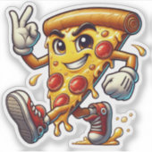 Funny Pizza Slice Sticker with Attitude  シール (正面)