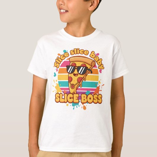 funny pizza t-shirt, slice slice baby shirt, pizza tシャツ (正面)