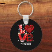 Funny Plaid Heart Love Para Life Valentine Day Chr キーホルダー (正面)