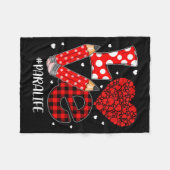 Funny Plaid Heart Love Para Life Valentine Day Chr フリースブランケット (正面(横))