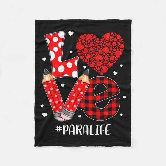 Funny Plaid Heart Love Para Life Valentine Day Chr フリースブランケット (正面)