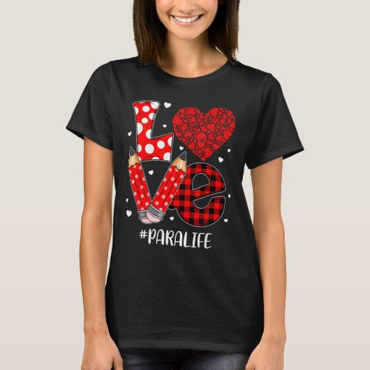 Funny Plaid Heart Love Para Life Valentine Day Chr Tシャツ (正面)