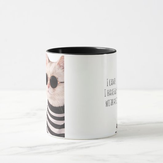 Funny Plans With My Cat Cute Drawing Typography マグカップ (中央)