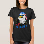 Funny Play Free Bird 4th Of July Bald Eagle Mullet Tシャツ (正面)