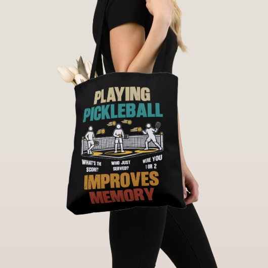 Funny Playing Pickleball Improves Memory Gift Idea トートバッグ (クローズアップ)