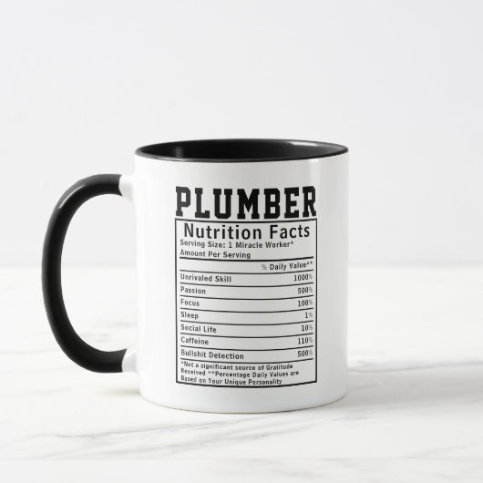 Funny Plumber Nutrition Facts Staff Worker Gift マグカップ (左)