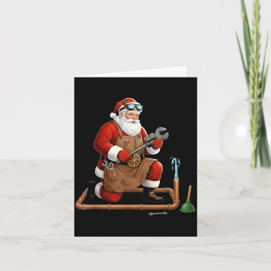 Funny Plumber Santa Christmas Graphic  カード (正面)