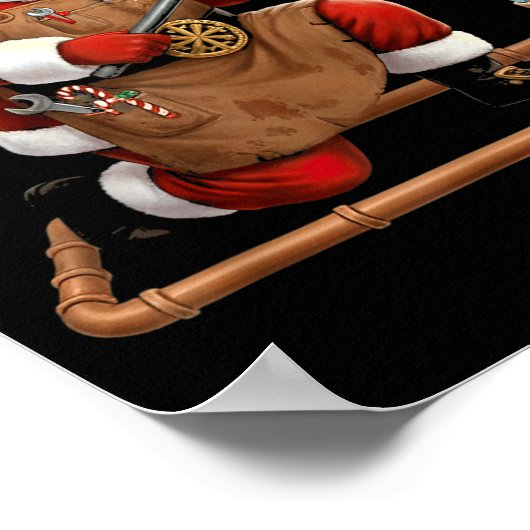 Funny Plumber Santa Christmas Graphic ポスター (角)
