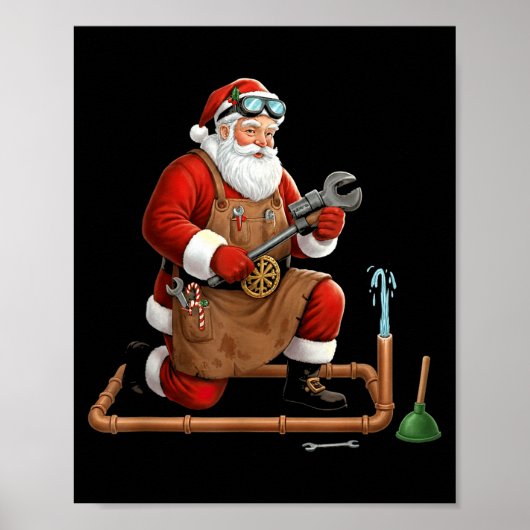 Funny Plumber Santa Christmas Graphic  ポスター (正面)
