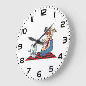 Funny Plumber with Toilet Plunge Humor ラージ壁時計 (傾斜)