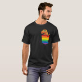Funny Pocket dinosaur LGBT Animal Rainbow Flag Gay Tシャツ (正面フル)