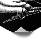 Funny Polar Bear Loves Skiing In The Snow On Ski H ポスター (角)