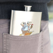 Funny Polar Bear Party In A Bottle Surfer Cartoon フラスク (インサイチュ)