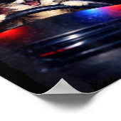 Funny police crazy cat driving car funny cat memeF ポスター (角)