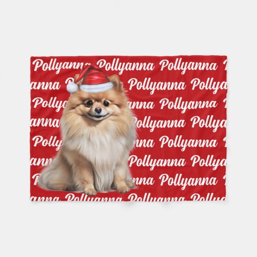 Funny Pomeranian Dog Name Pattern Christmas フリースブランケット (正面(横))