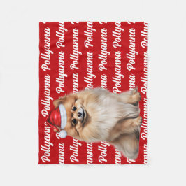 Funny Pomeranian Dog Name Pattern Christmas フリースブランケット