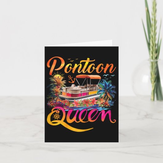 Funny Pontoon Queen Girls Women Pontooning Boat Pa カード (正面)