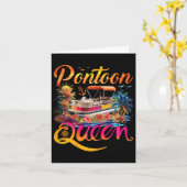 Funny Pontoon Queen Girls Women Pontooning Boat Pa カード (黄色い花)