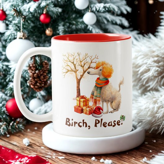 Funny Poodle Christmas Mug – Birch, Please ツートーンマグカップ