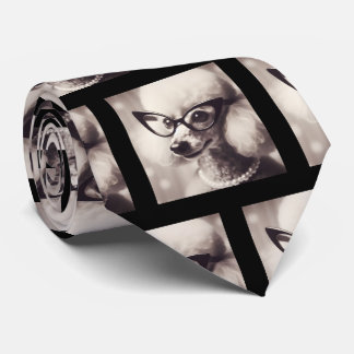 Funny Poodle with Glasses Nerd Neck Tie ネクタイ