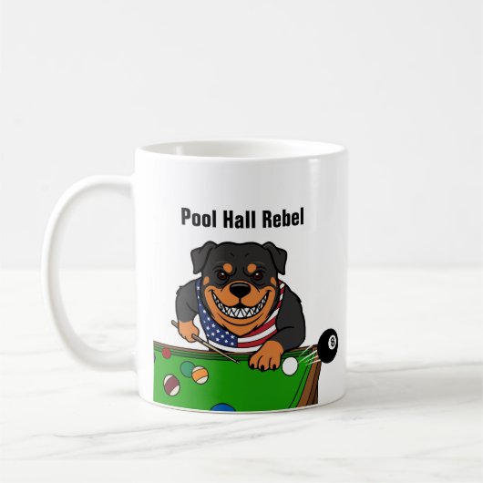 Funny Pool Hall Rebel Rottweiler Coffee Mugs コーヒーマグカップ (左)