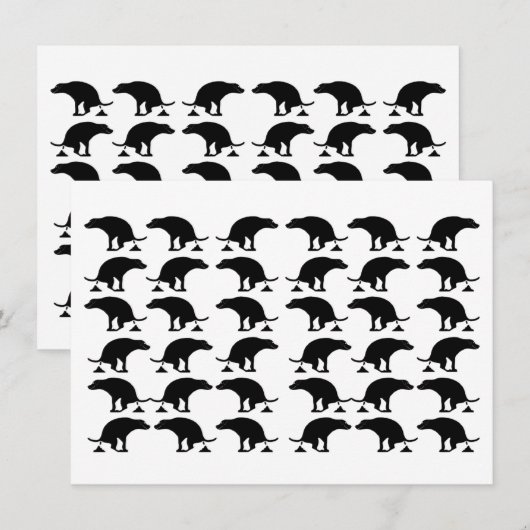 Funny Pooping Dog Pattern サンキューカード (正面/裏面)