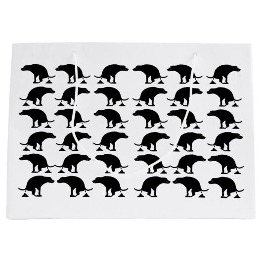 Funny Pooping Dog Pattern ラージペーパーバッグ (正面)
