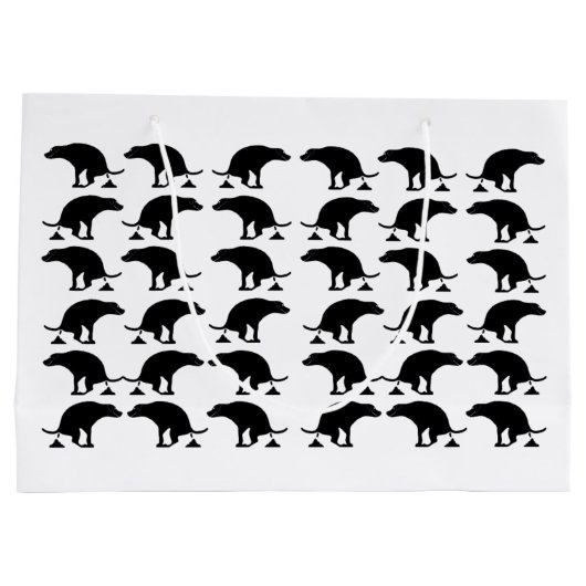 Funny Pooping Dog Pattern ラージペーパーバッグ (裏面)