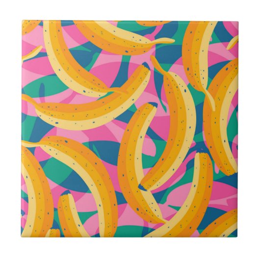 Funny pop art bananas pattern. タイル (正面)