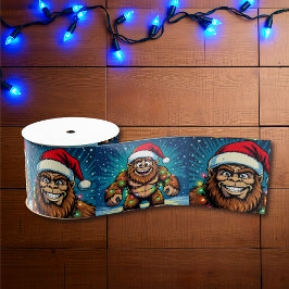 Funny Pop Art Bigfoots Christmas グログランリボン