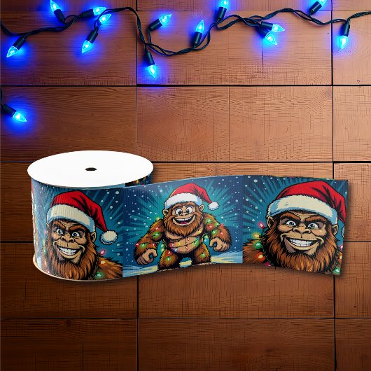 Funny Pop Art Bigfoots Christmas グログランリボン