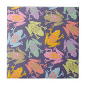 Funny pop art tropical frogs pattern. タイル (正面)