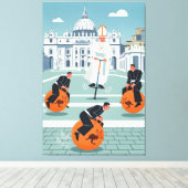 Funny Pope and priests キャンバスプリント (インサイチュ (ウッドフロア))