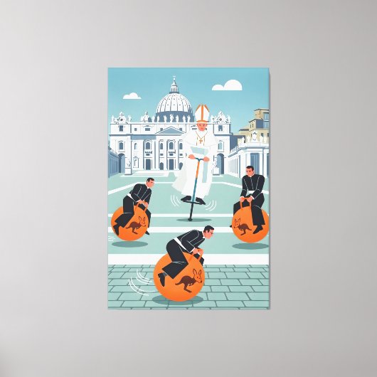 Funny Pope and priests キャンバスプリント (正面)