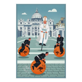 Funny Pope and priests ポスター