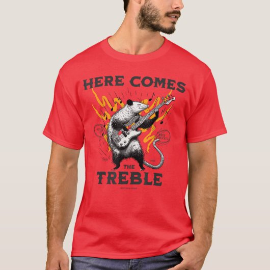 Funny Possum Here Comeshereble Bass Guitar Rock Mu Tシャツ (正面)