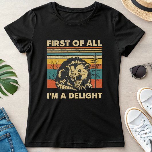 Funny Possum Retro Forest; “I’m a Delight” Summer Tシャツ