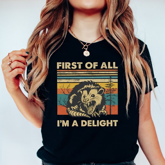 Funny Possum Retro Forest; “I’m a Delight” Summer  Tシャツ
