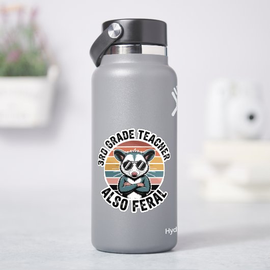 Funny Possum  Third Grade Teacher Also Feral シール (HydroFlask)