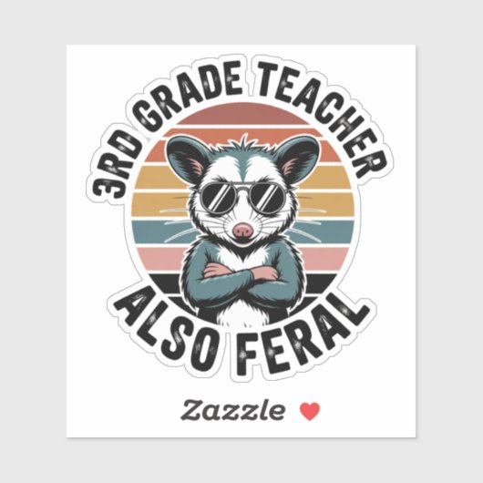 Funny Possum  Third Grade Teacher Also Feral シール (シート)