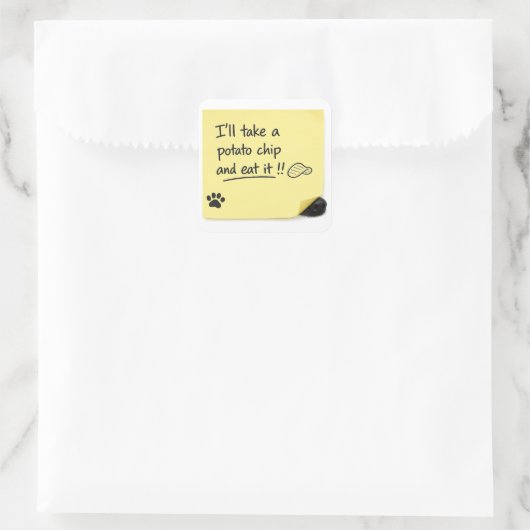 Funny Potato Chip Dog Sticky Note Sticker スクエアシール (バッグ)