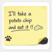 Funny Potato Chip Dog Sticky Note Sticker スクエアシール (正面)