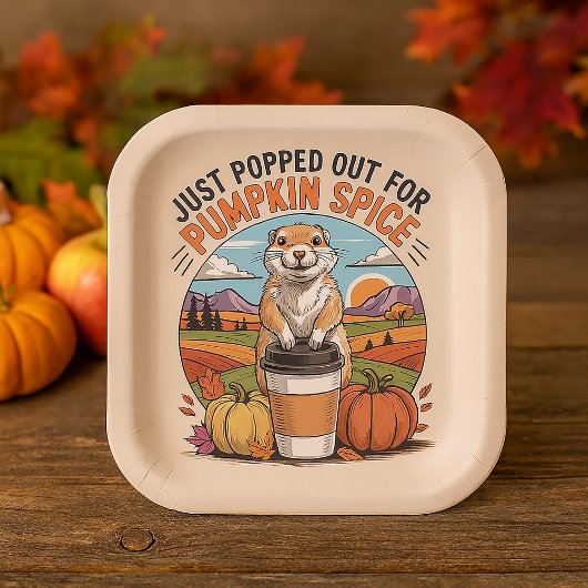 Funny Prairie Dog Fall Pumpkin Spice Humor ペーパープレート