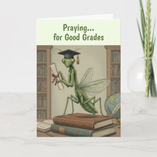 Funny Praying Pantis Graduation Card カード (正面)
