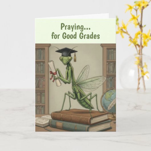 Funny Praying Pantis Graduation Card カード (黄色い花)