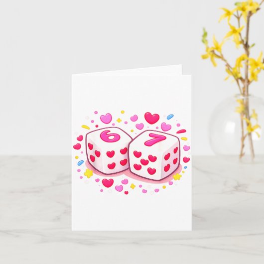 Funny Preppy 67 Valentine Six Seven Dice 6 7 Men W カード (黄色い花)